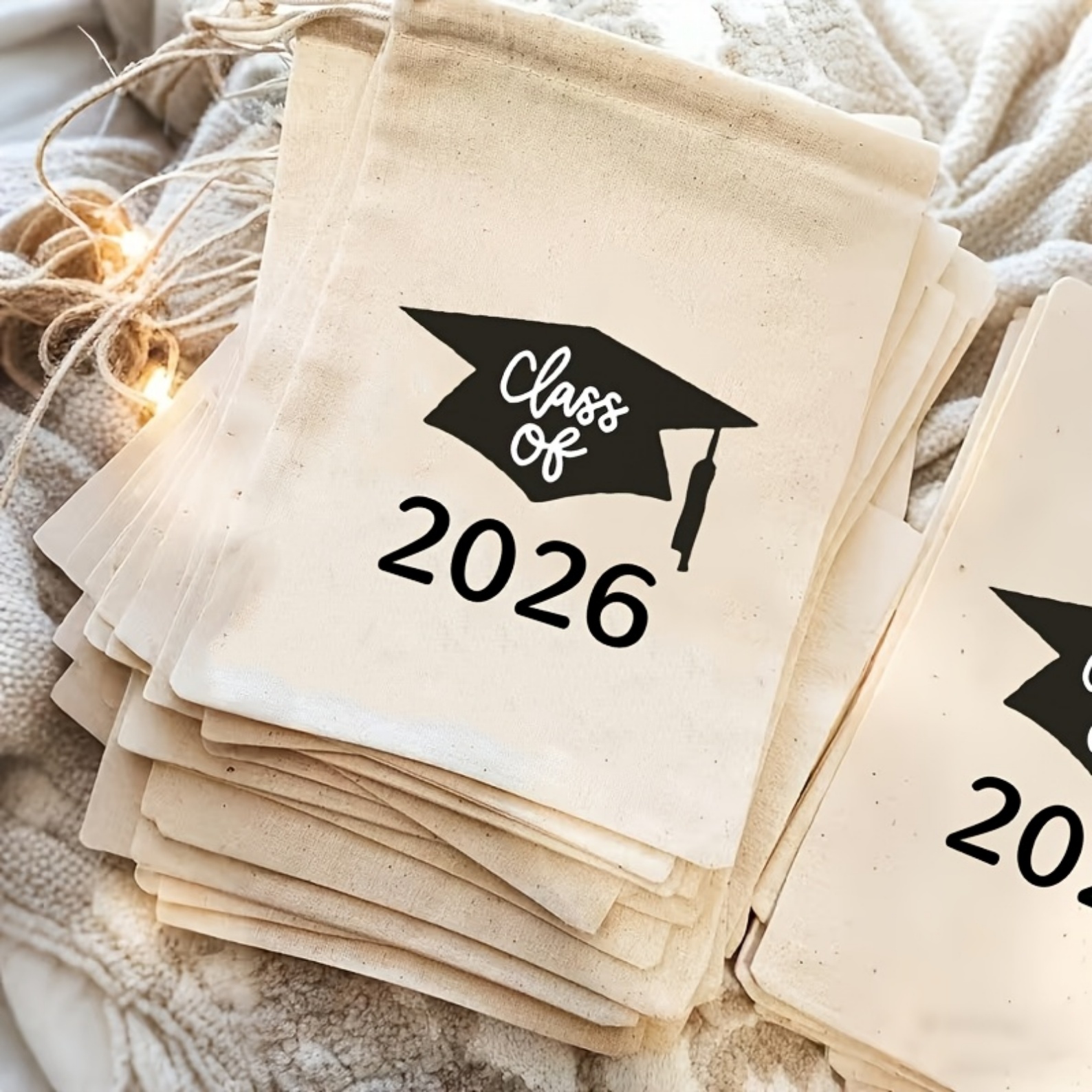 Personalized Year Graduation Season Drawstring Gift Bag, Canvas Durable Class of 2026 Gift Sack, Commencement Party Favor, Gift for Graduated/Seniors