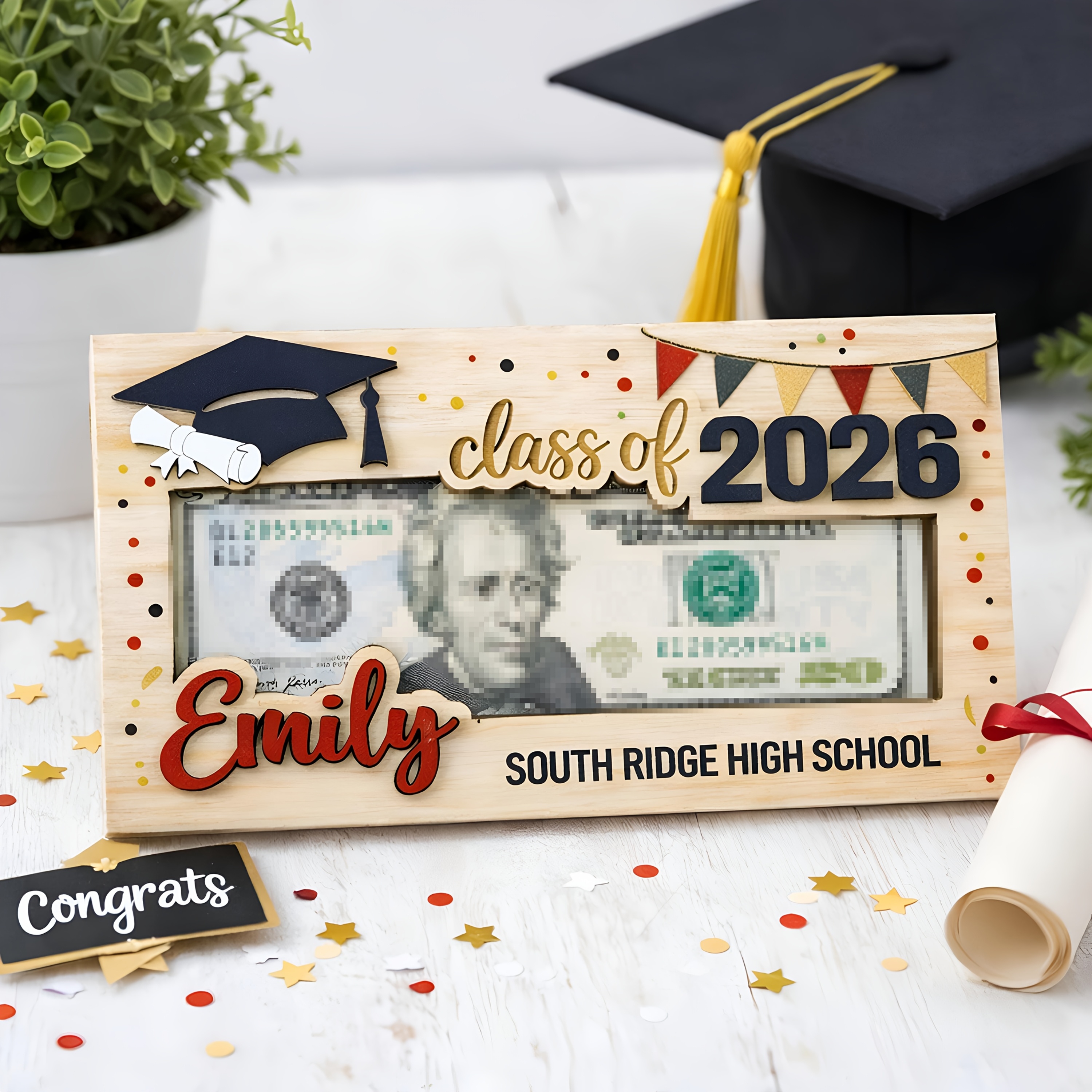 Personalized 2026 Graduation Money Holder - Custom Name/Text Suitable for High School & University Grad Gift