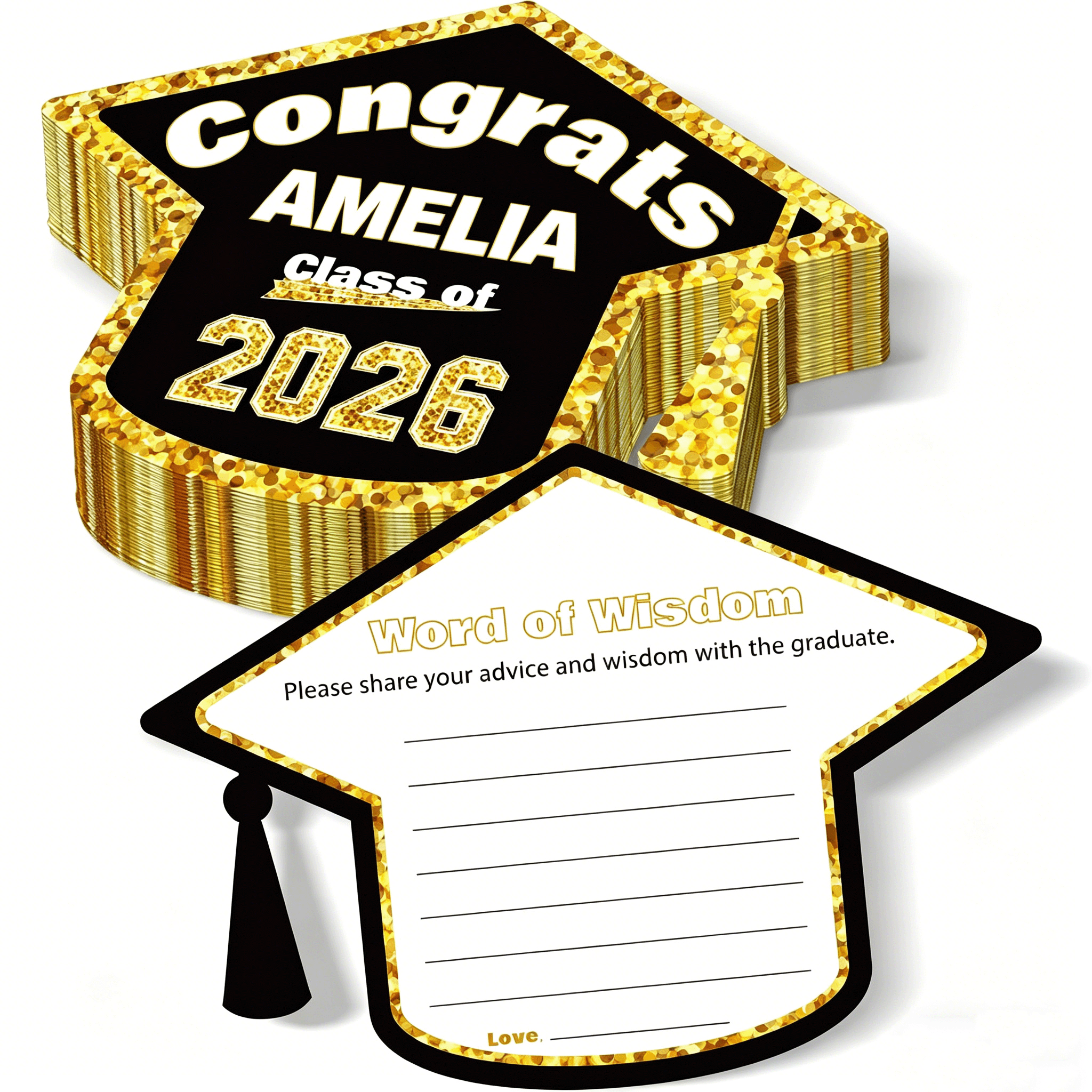 Custom Name Graduation Decorations 2026, 40 Pack Graduation Cards, Congrats Grad Card For Class Of 2026 Party Supplies