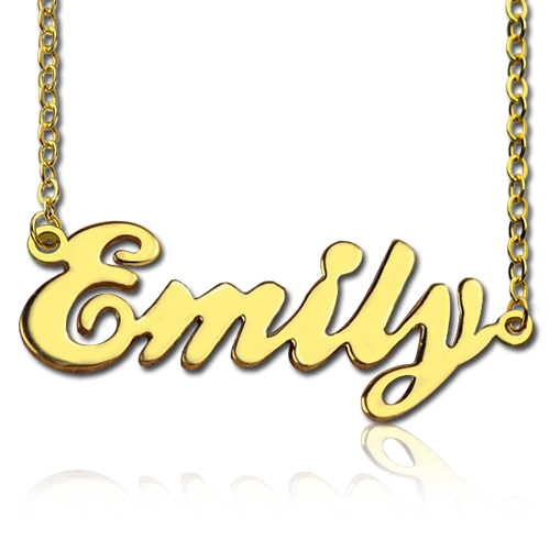 Cursive Script Name Necklace Solid Gold