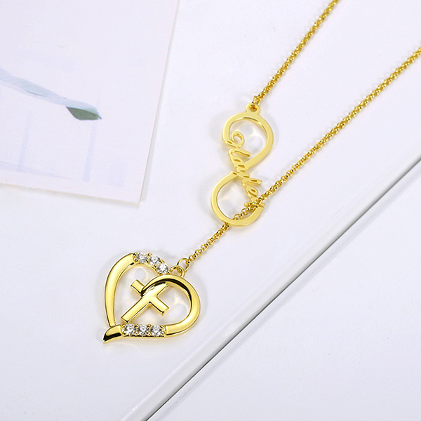 Infinity & Heart Cross Name Necklace - GetNameNecklace