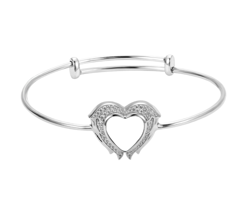 Personalized Angel Wings Heart Photo Bangle with Birthstone ...