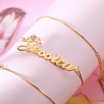 name crown necklace