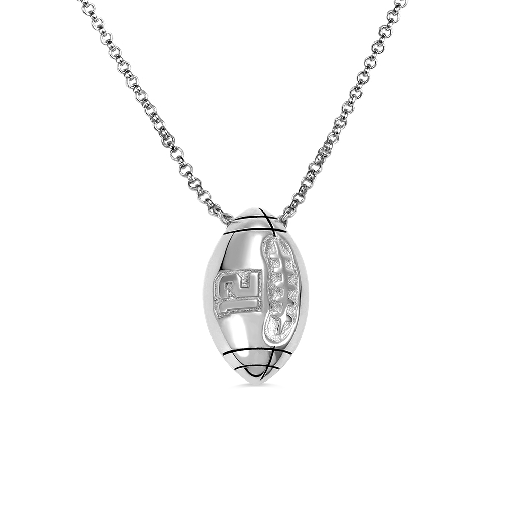 Sterling Silver Football Engraved Necklace