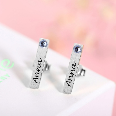 bar earring with name