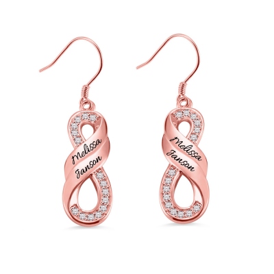 Personalized Infinity Two Names Earrings in Rose Gold