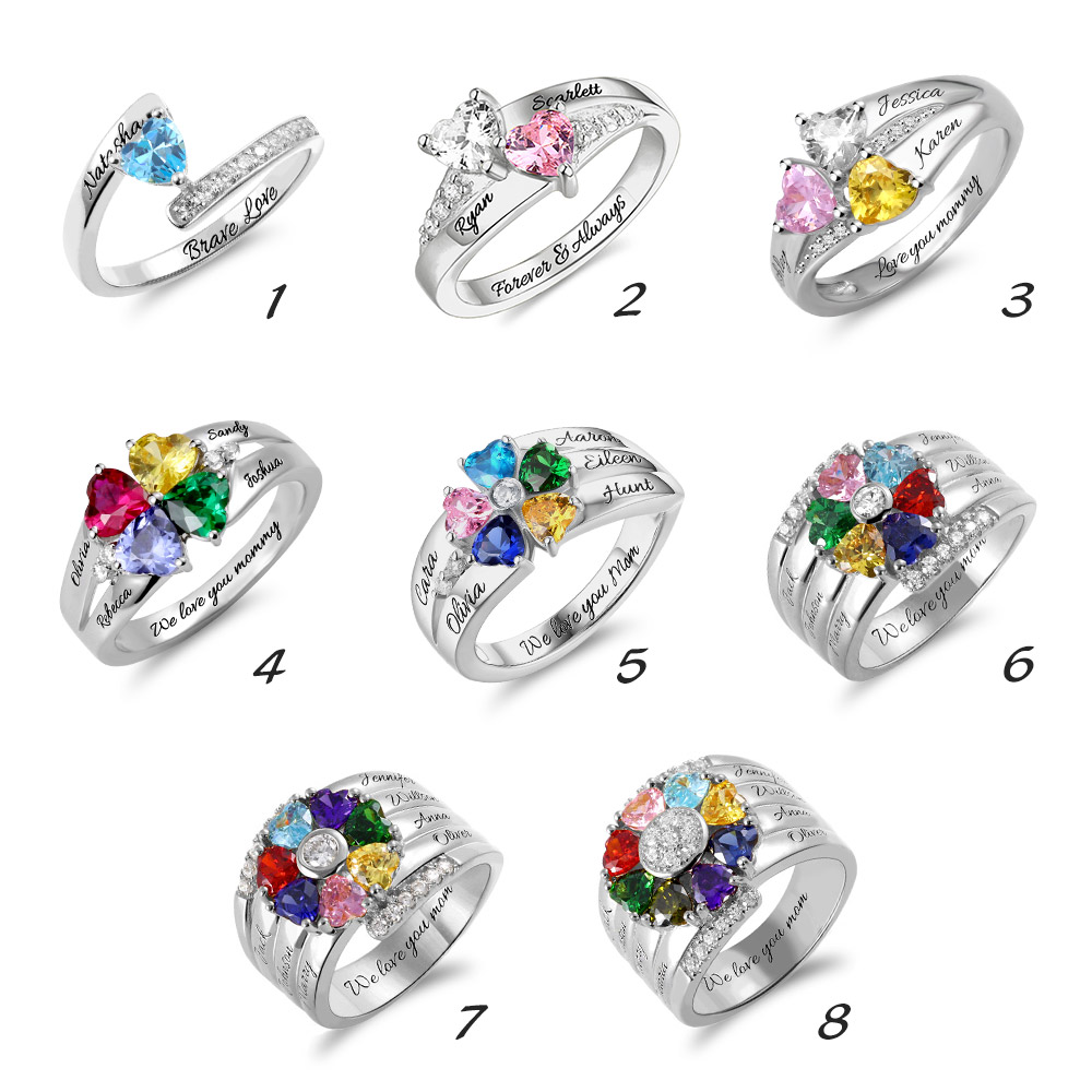 mothers ring with 8 birthstones