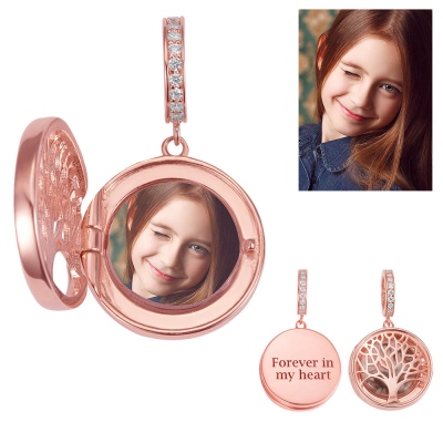 Personalized Photo Charm with Engraving in Rose Gold