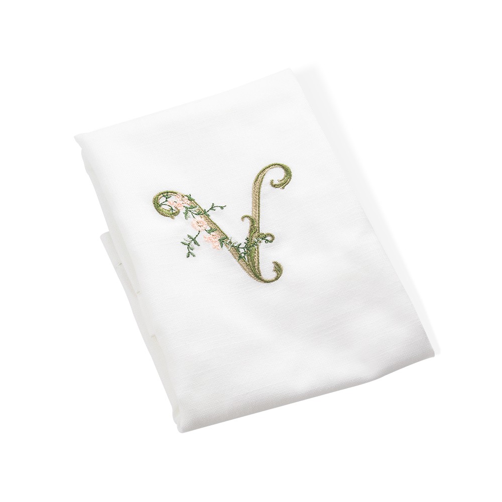 Custom Floral Letter Embroidered Linen Napkin