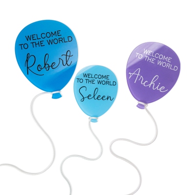 Personalized Balloon Newborn Acrylic Disc Plaque, Custom Name Baby Birth Announcement Sign, Welcome to the World Newborn Photo Prop, Baby Shower Gift