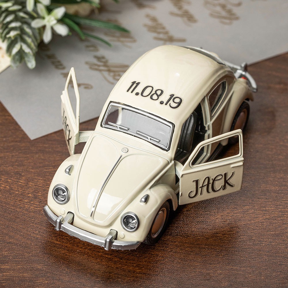 Personalisierter Name Mini-Automodell, Mini-Käfer-Spielzeugauto, Dankeschön-Geschenk, Hochzeitsgeschenk, Hochzeitsgeschenke, Trauzeugen, Geschenk für Page Boy