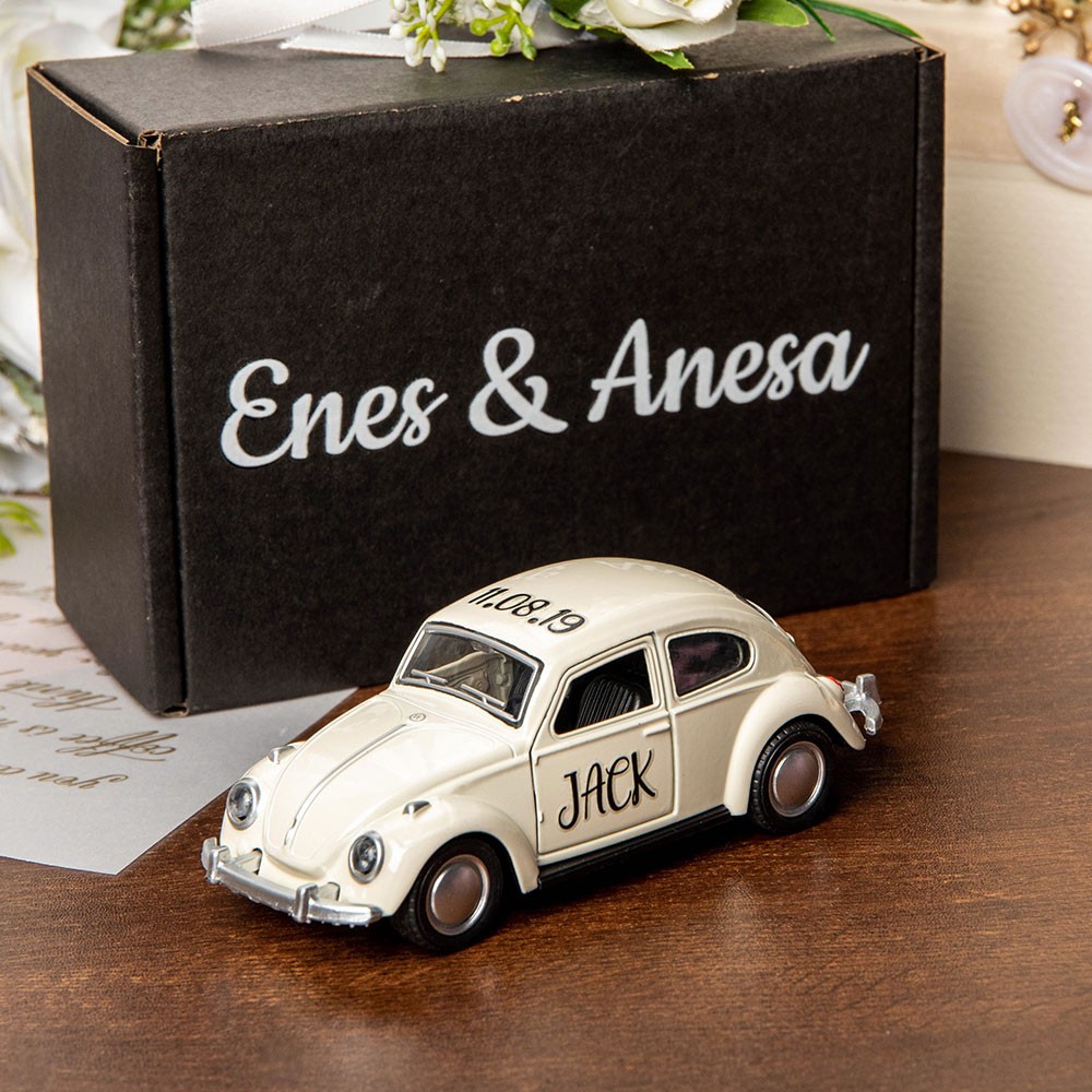 Gepersonaliseerde naam Mini Car Model, Mini Beetle Toy Car, Thank You Gift, Wedding Party Gift, Wedding Favors, Groomsmen Gifts, Gift for Page Boy