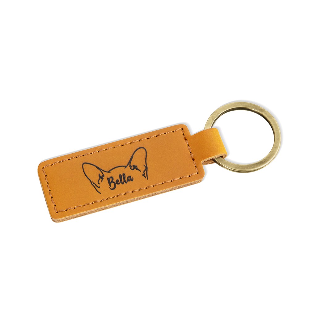 Personalized Dog Ear Keychain with Name, Custom Leather Keychain Dog Mom Keychain, Dog Dad Gift, Dog Mom Gift, Pet Lovers, Dog Owner Gift for Her
