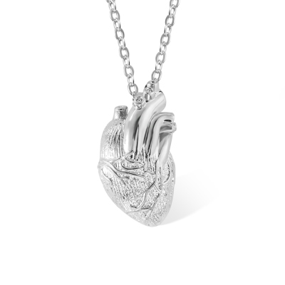 Collier de cœur anatomique personnalisé, collier gravé de message, collier en argent sterling, cadeaux médicaux/infirmières, cadeaux pour médecins/étudiants en médecine
