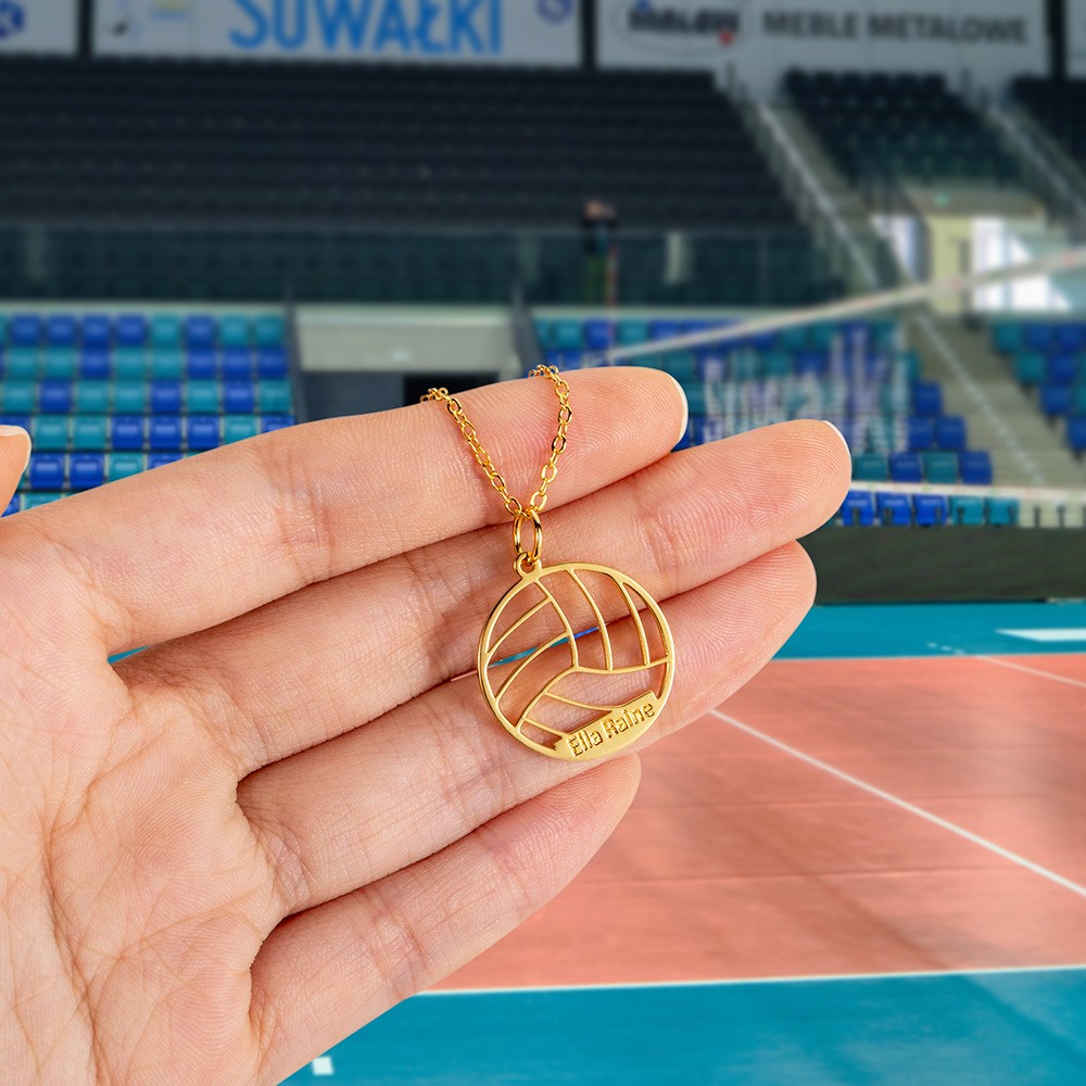 Sport Volleyball Pendant Necklace, Custom Volleyball Name Jewelry, Sport Mom Gift