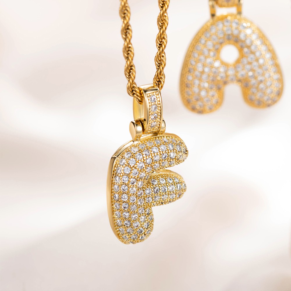 Personalisierte Blase-Ballon-Buchstaben-Halskette, Initial-Halskette, gedrehte Goldkette, Damenschmuck, Geburtstags-/Valentinstagsgeschenk, Geschenk für Sie/Freundinnen