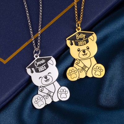 Custom Bear Necklace for Graduation Gift