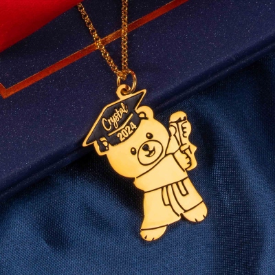 Custom Bear Necklace for Graduation Gift