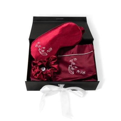 Custom Name Birth Flower Satin Nightgown, Eye Mask & Hair Band Set, Gift Set for Women Who Have Everything, Birthday/Mother's Day Gift for Mom/Her/BFF