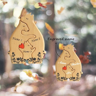 Custom Name Wooden Bear Family Puzzle