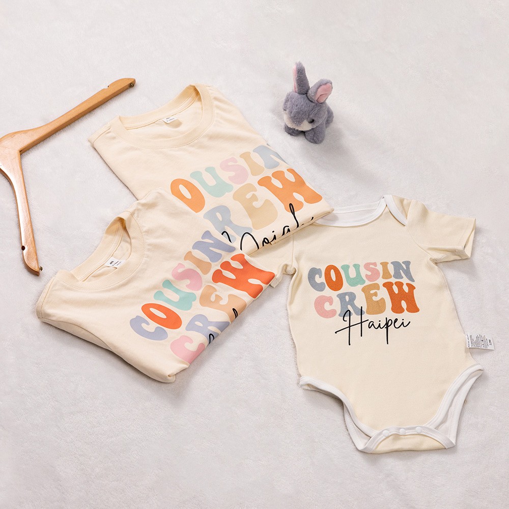 Personalized Groovy Cousin Crew Kids Shirt - Retro Custom Matching Cousins Shirts - Cousin Trip - Boho Natural Kids Youth & Adult Shirts