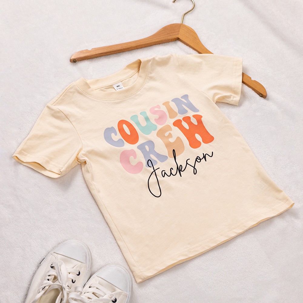 Personalized Groovy Cousin Crew Kids Shirt - Retro Custom Matching Cousins Shirts - Cousin Trip - Boho Natural Kids Youth & Adult Shirts