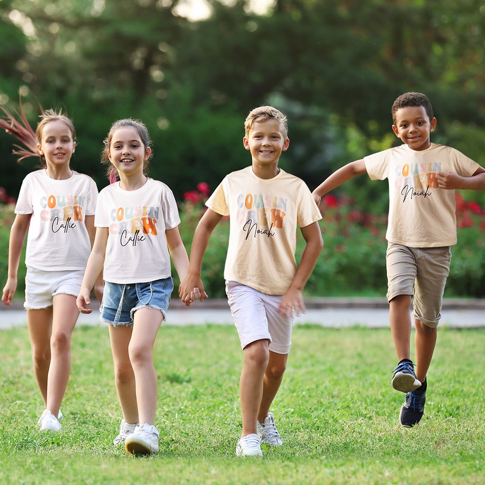 Personalized Groovy Cousin Crew Kids Shirt - Retro Custom Matching Cousins Shirts - Cousin Trip - Boho Natural Kids Youth & Adult Shirts