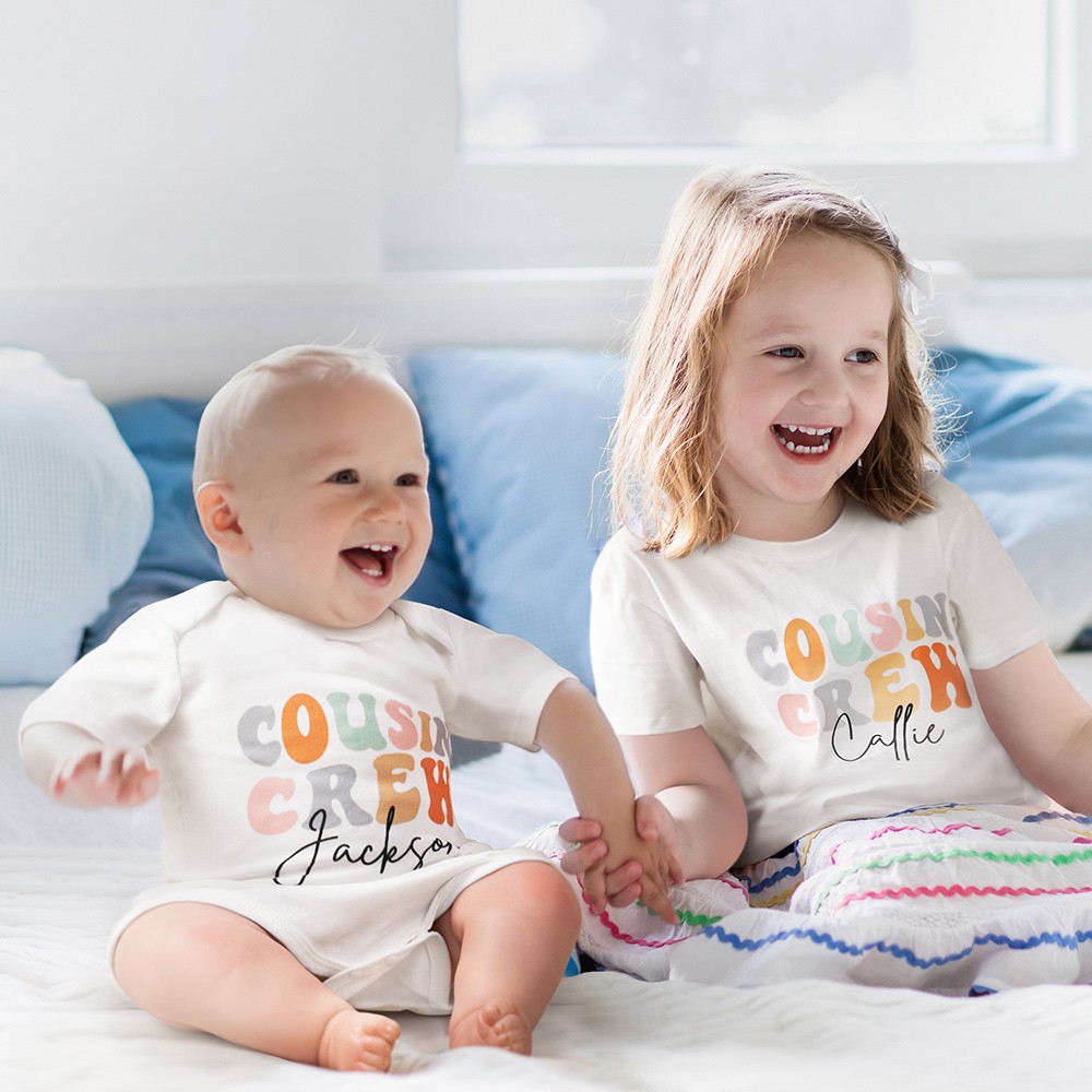 Personalized Groovy Cousin Crew Kids Shirt - Retro Custom Matching Cousins Shirts - Cousin Trip - Boho Natural Kids Youth & Adult Shirts