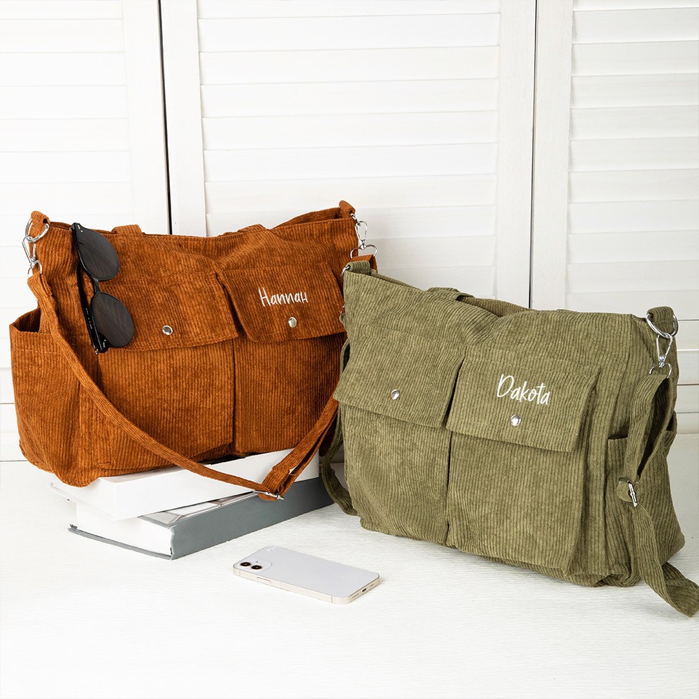 Personalized corduroy backpack