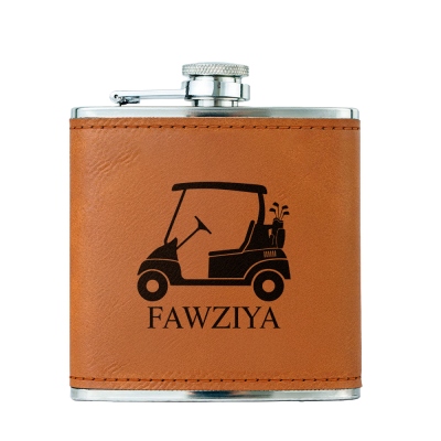 Personlig namngiven golfmugg, bärbar läder 6oz herrmugg, pensions-/fars dag-/födelsedagspresent för golfälskare/honom/pappa/golfälskare