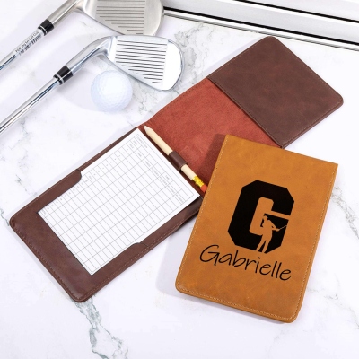 Custom Initial & Name Golf Scorecard Holder, Leather Golf Yardage Book Cover, Golf Accessories, Birthday/Father's Day Gift for Him/Dad/Golf Lovers