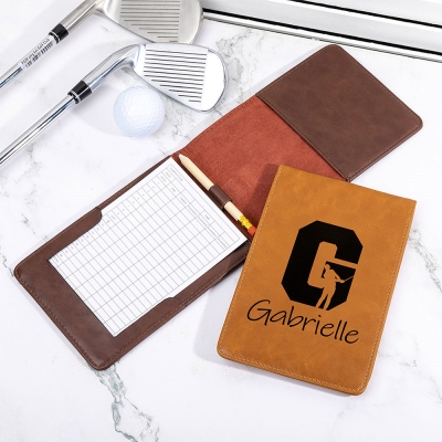 Custom Initial & Name Golf Scorecard Holder, Leather Golf Yardage Book Cover, Golf Accessories, Birthday/Father's Day Gift for Him/Dad/Golf Lovers