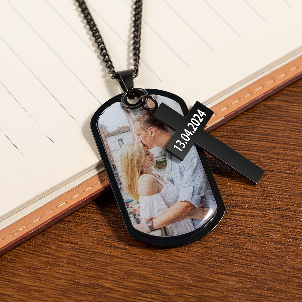 photo necklace with cross