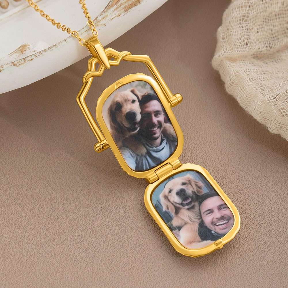 Custom Antique Locket Necklace with Photos, Victorian Locket, Edwardian Rectangle Locket, Personalized Thoughtful in Memoriam Bereavement Gift