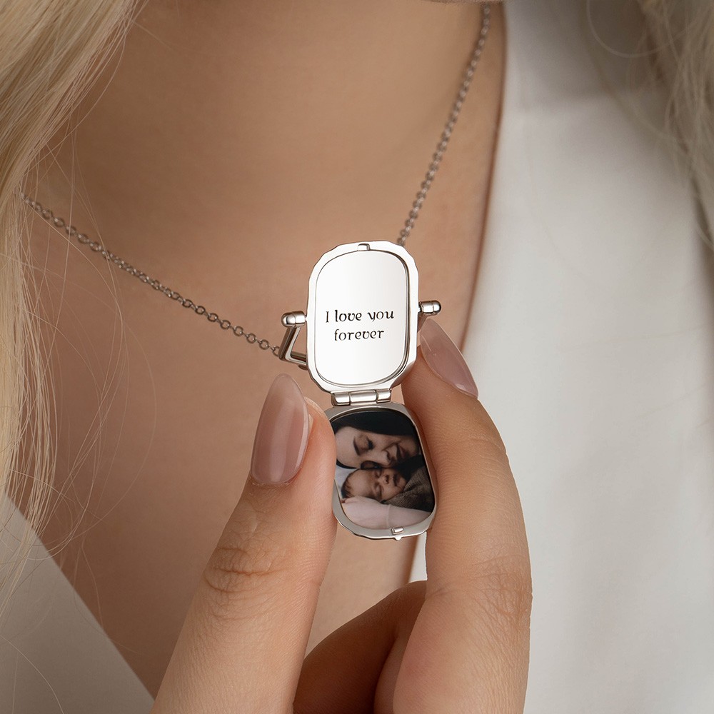 Custom Antique Locket Necklace with Photos, Victorian Locket, Edwardian Rectangle Locket, Personalized Thoughtful in Memoriam Bereavement Gift