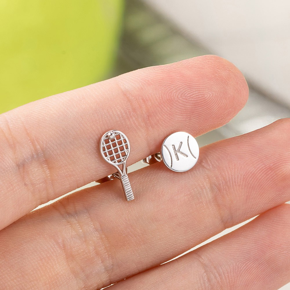tennis racket and tennis ball stud earrings