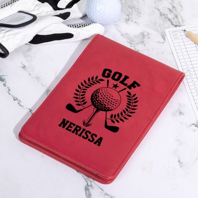 Custom Initial & Name Golf Scorecard Holder, Leather Golf Yardage Book Cover, Golf Accessories, Birthday/Father's Day Gift for Him/Dad/Golf Lovers