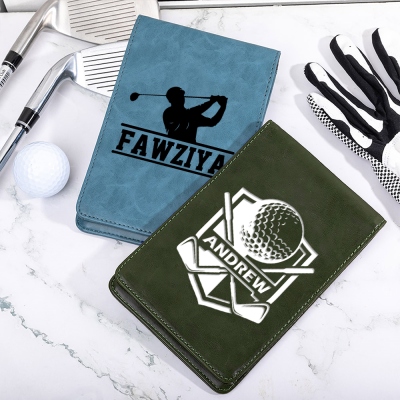 Custom Initial & Name Golf Scorecard Holder, Leather Golf Yardage Book Cover, Golf Accessories, Birthday/Father's Day Gift for Him/Dad/Golf Lovers