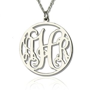Sterling Silver Circle Classy Font Monogram Necklace