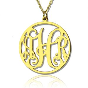 18K Gold Plated Circle Monogram Necklace