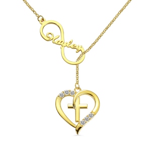 Personalized Infinity & Heart Cross Name Necklace