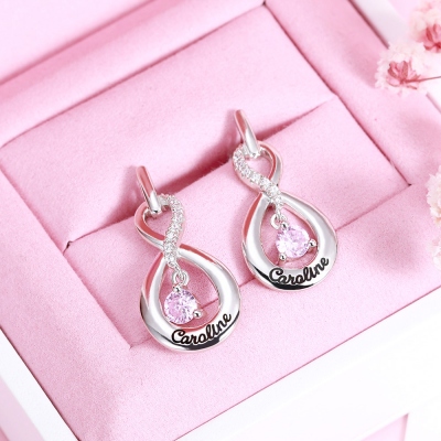 Personalized Infinity Name Earrings with Dance Birthstone