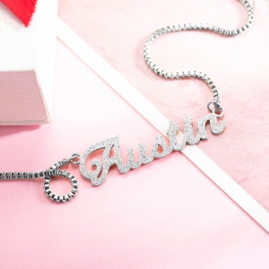 Personalized Sparkling Name Necklace in Silver