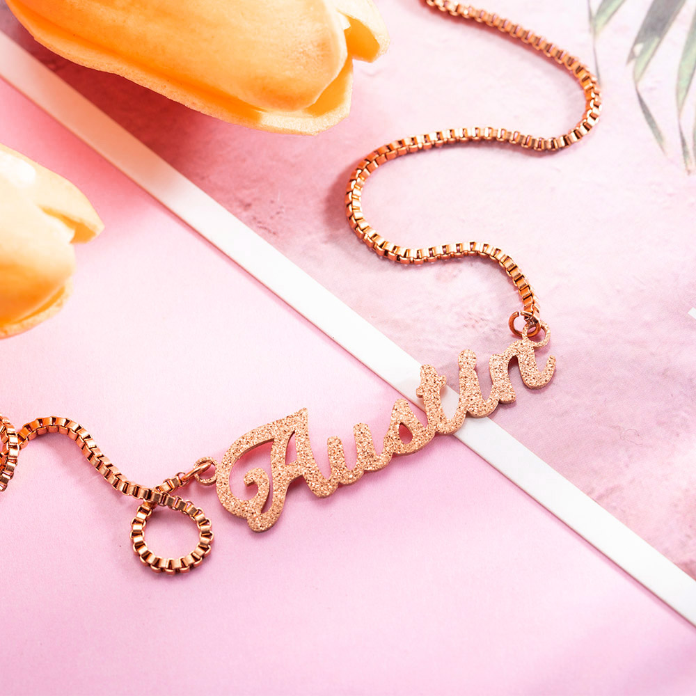 Personalized Sparkling Name Necklace in Rose Gold