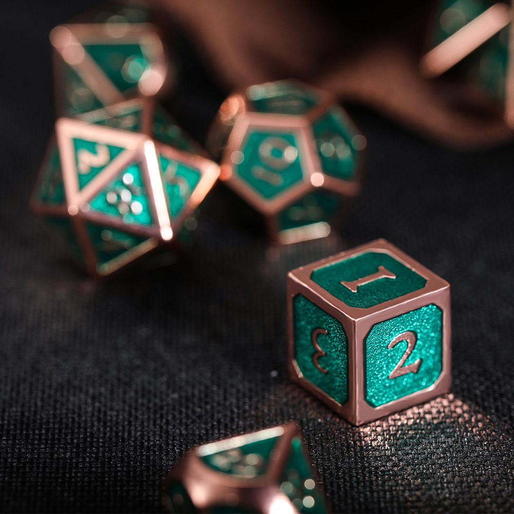 Dark Green Metal Dice Set