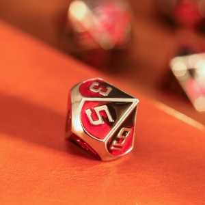 Black and Red Metal Dice Set for DND Gamers