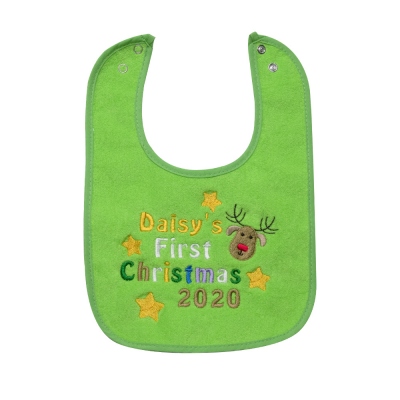 Personalized Christmas Baby Embroidered Bib