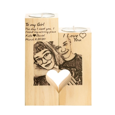 Customizable Couple Photo Candlestick