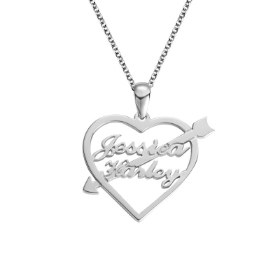 Customized Heart Arrow Name Necklace In Sterling Silver