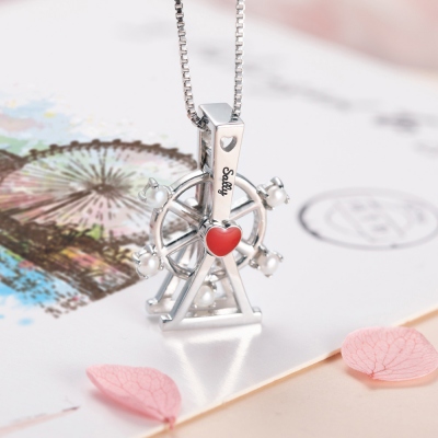 Personalized Ferris Wheel Love Necklace with Pearl